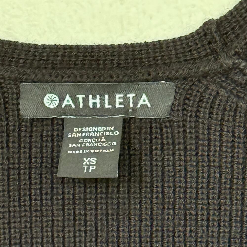 Athleta Black V Neck Ribbed long sleeves top size XS/P - Picture 2 of 8